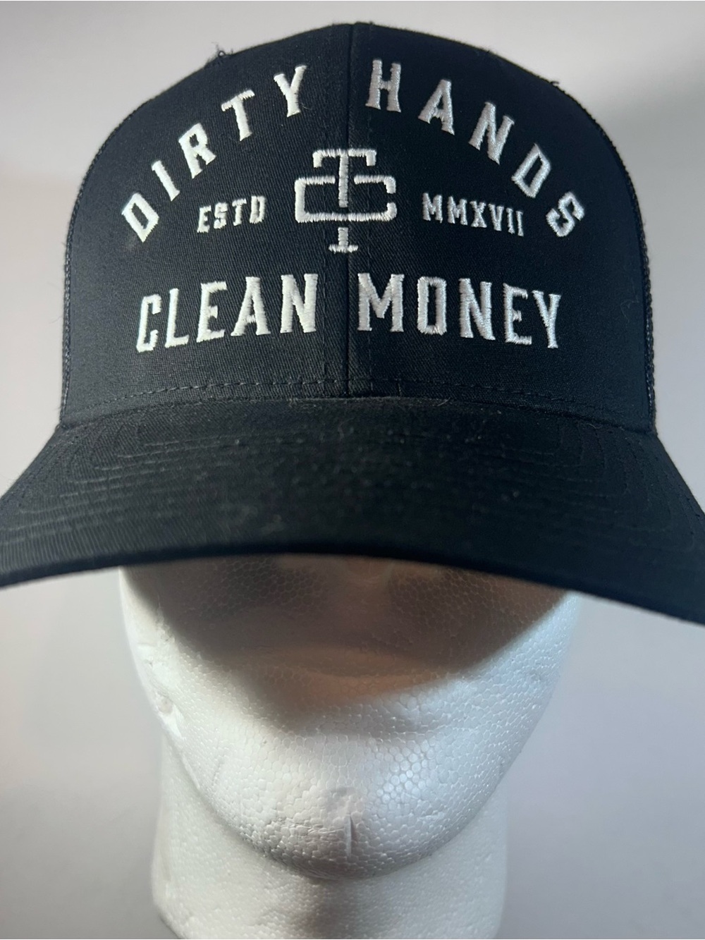 Black Embroidered Trucker Hat